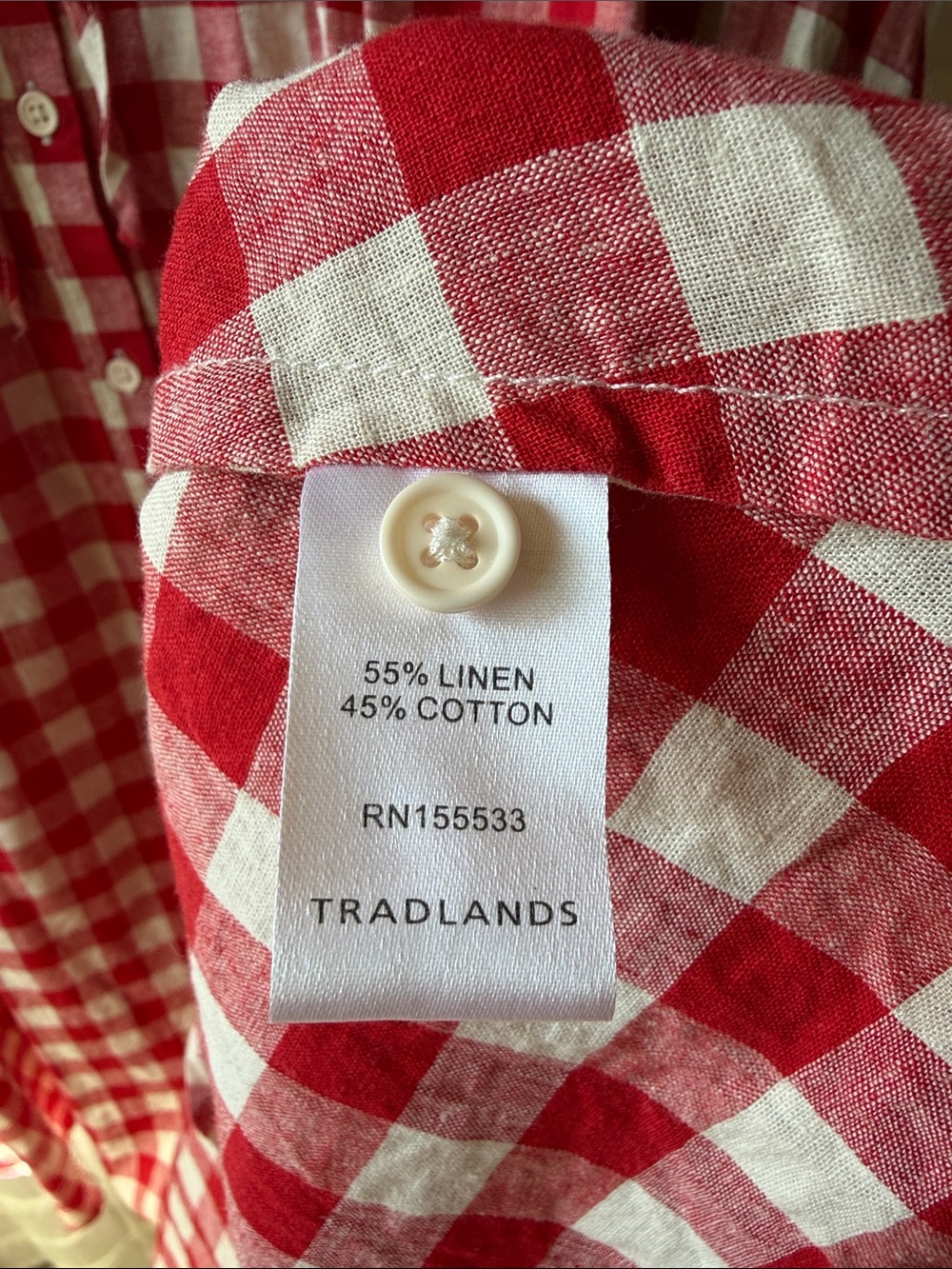 NWT Tradlands Red and White Gingham Button-Front Midi Dress with Waist Tie - Picture 6 of 6